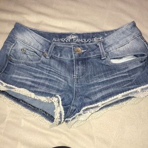 Cute jean shorts with lace trim!